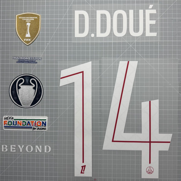 Kit flocage DOUÉ #14 - PSG finale Ligue des Champions 2026