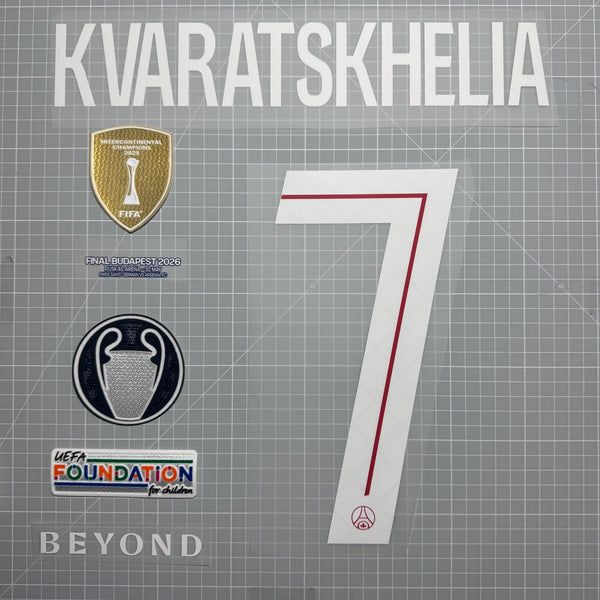 Kit flocage KVARATSKHELIA #7 - PSG finale Ligue des Champions 2026