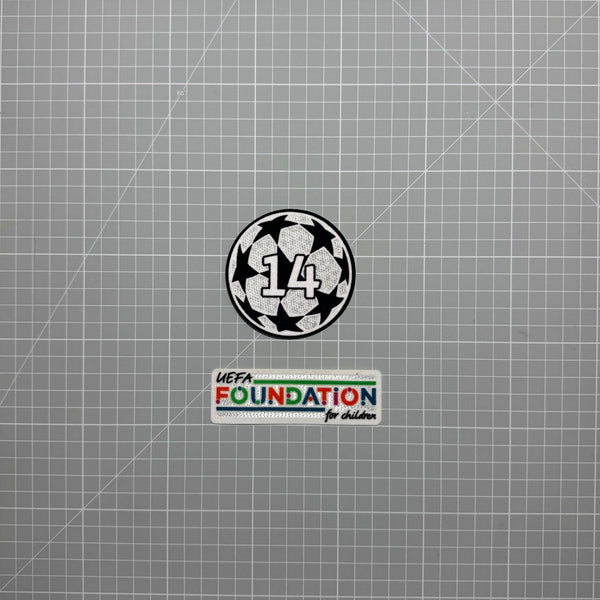 Starball Ligue des Champions au chiffre 14 et badge UEFA Foundation, thermocollants