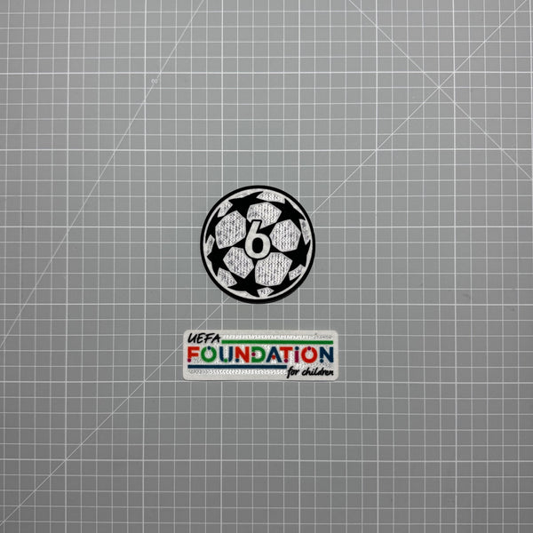 Starball Ligue des Champions au chiffre 6 et badge UEFA Foundation, thermocollants